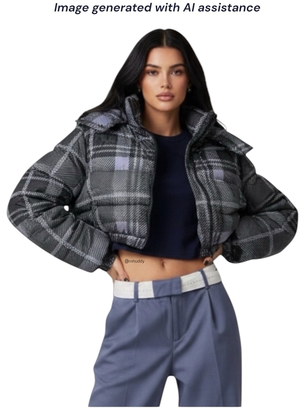 POSTER GRL Dolls Kill S Plaid Crop Puffer Hooded jacket